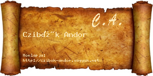 Czibók Andor névjegykártya